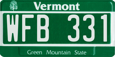 VT license plate WFB331