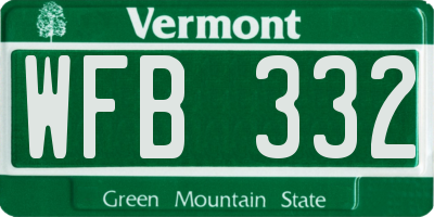 VT license plate WFB332