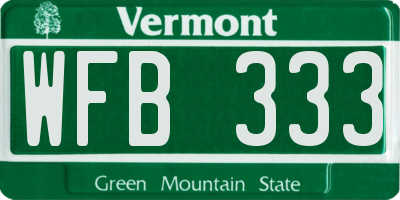 VT license plate WFB333