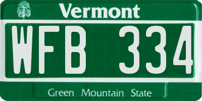 VT license plate WFB334