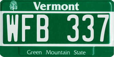VT license plate WFB337