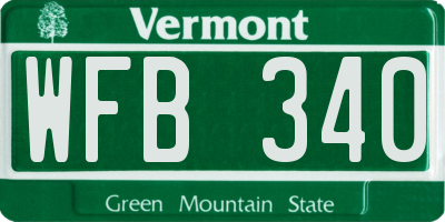 VT license plate WFB340