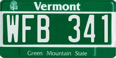 VT license plate WFB341