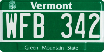 VT license plate WFB342