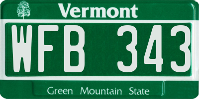 VT license plate WFB343