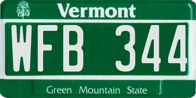 VT license plate WFB344