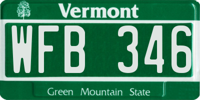 VT license plate WFB346
