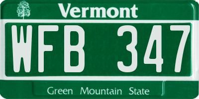 VT license plate WFB347