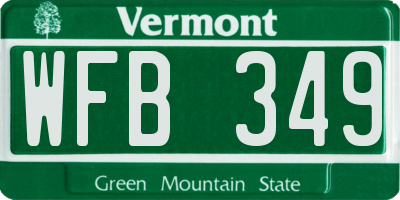 VT license plate WFB349