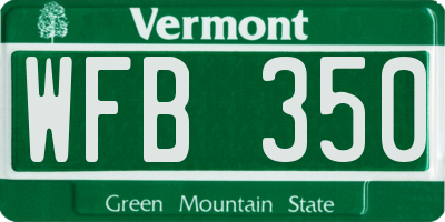 VT license plate WFB350