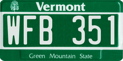 VT license plate WFB351