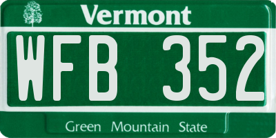 VT license plate WFB352