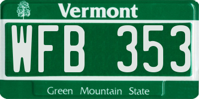 VT license plate WFB353