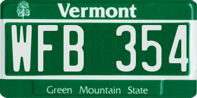 VT license plate WFB354