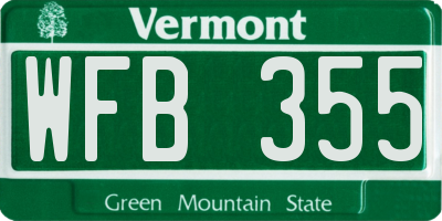 VT license plate WFB355