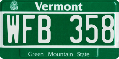 VT license plate WFB358