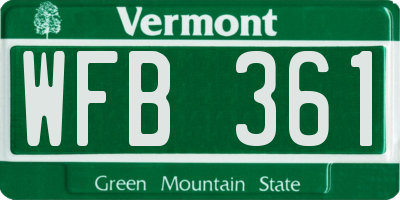 VT license plate WFB361