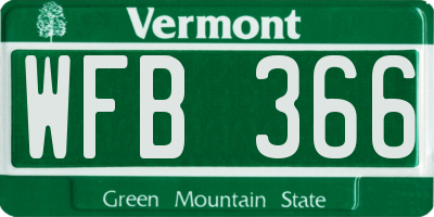 VT license plate WFB366