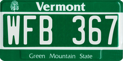 VT license plate WFB367