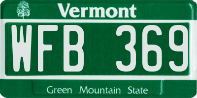 VT license plate WFB369