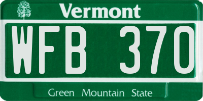 VT license plate WFB370