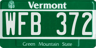 VT license plate WFB372
