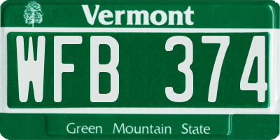 VT license plate WFB374