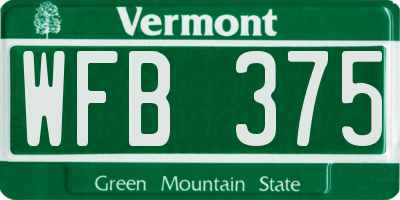 VT license plate WFB375