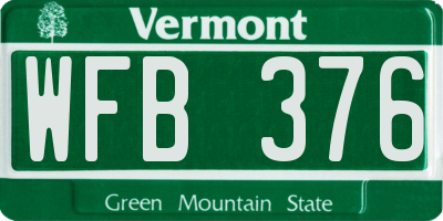 VT license plate WFB376