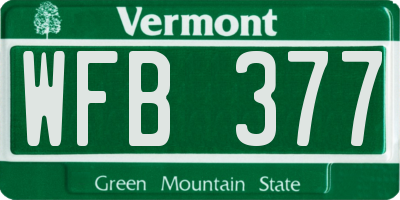 VT license plate WFB377