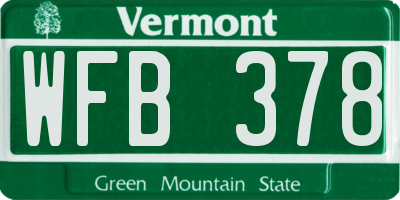 VT license plate WFB378