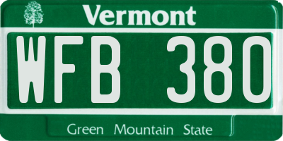VT license plate WFB380