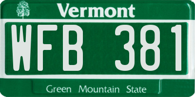 VT license plate WFB381