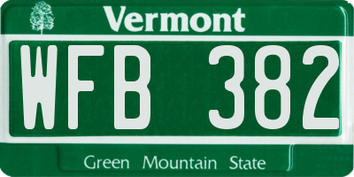 VT license plate WFB382