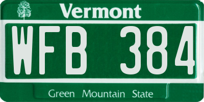 VT license plate WFB384