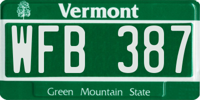 VT license plate WFB387