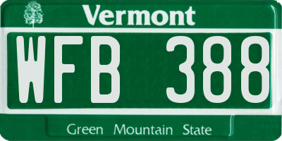 VT license plate WFB388