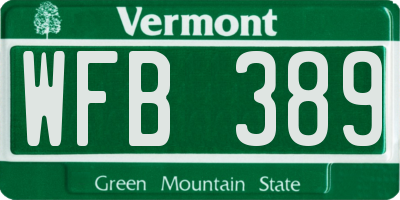 VT license plate WFB389