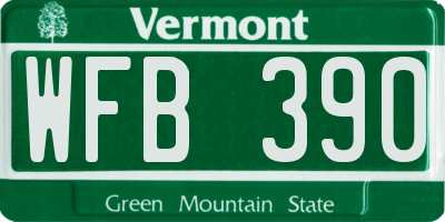 VT license plate WFB390