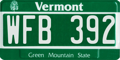VT license plate WFB392
