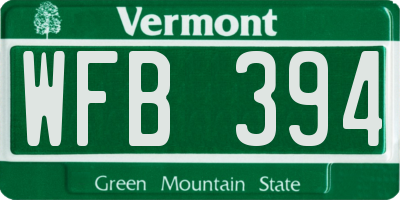 VT license plate WFB394