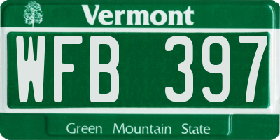 VT license plate WFB397