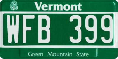 VT license plate WFB399