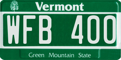 VT license plate WFB400