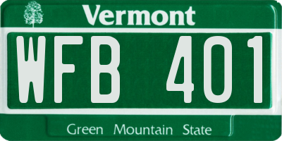 VT license plate WFB401