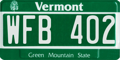 VT license plate WFB402