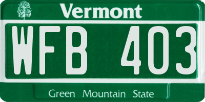 VT license plate WFB403
