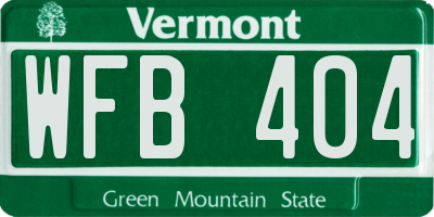 VT license plate WFB404