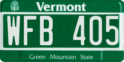 VT license plate WFB405