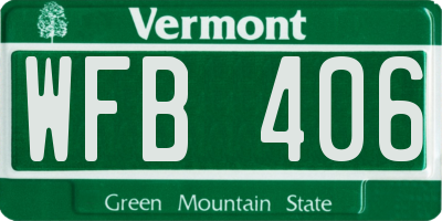VT license plate WFB406